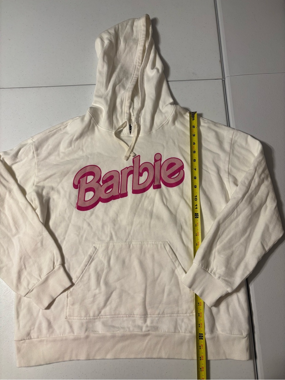 Junk Food Clothing Cream Hoodie with Pink Barbie size large